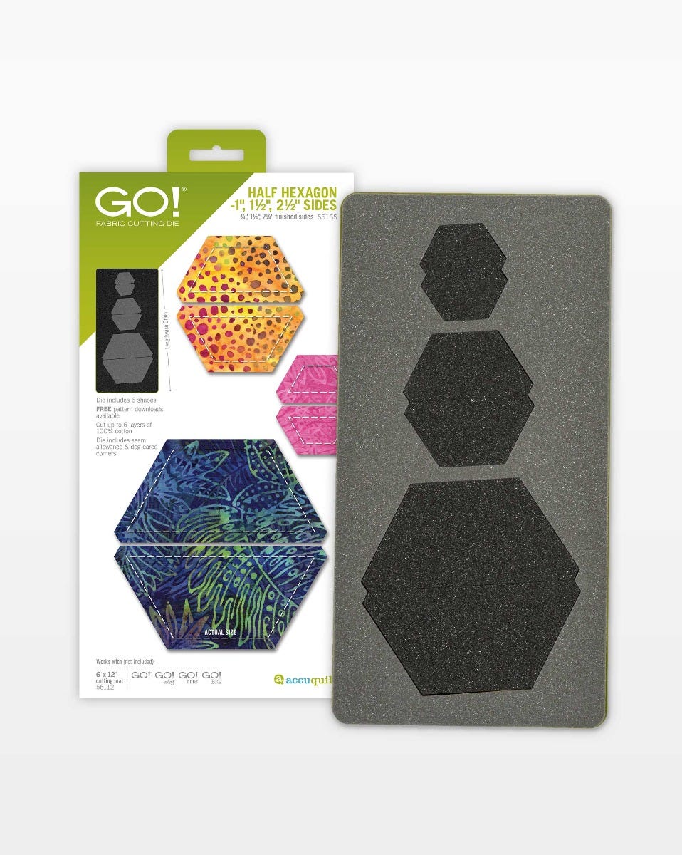GO! Half Hexagon - 1", 1 1/2", 2 1/2" Sides Die (#55165)