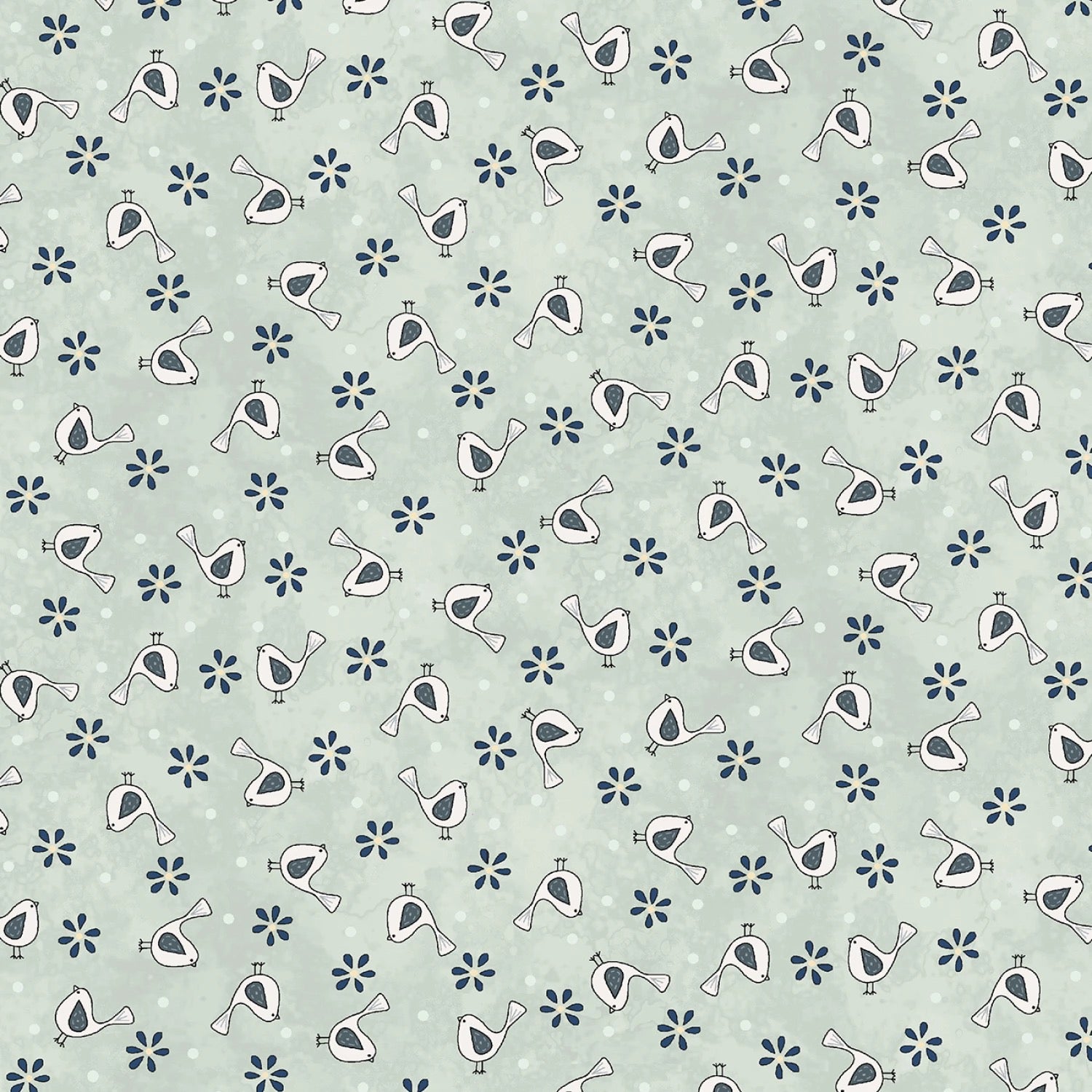 Friendship Garden - Little Birds - Light Blue - 44" Wide - Henry Glass