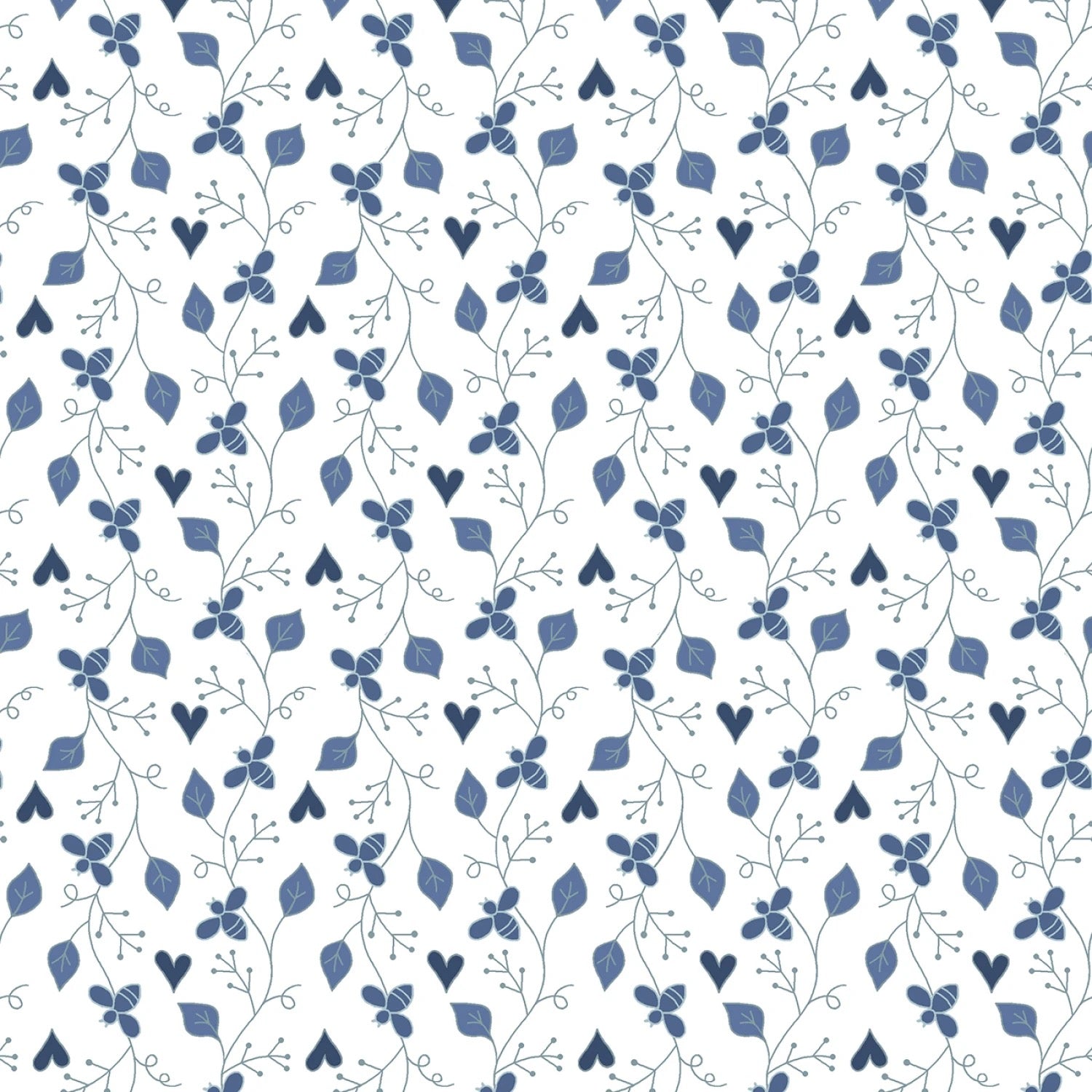 Friendship Garden - Friendship Vine - White - 44" Wide - Henry Glass