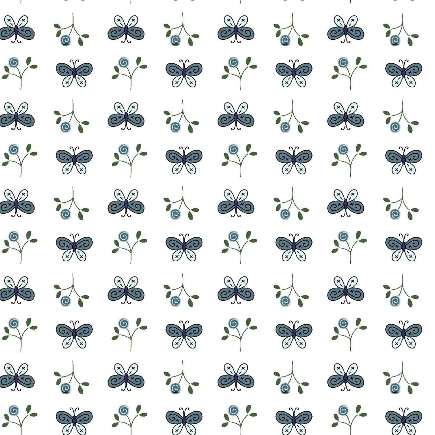 Friendship Garden - Mini Butterfly - White - 44" Wide - Henry Glass