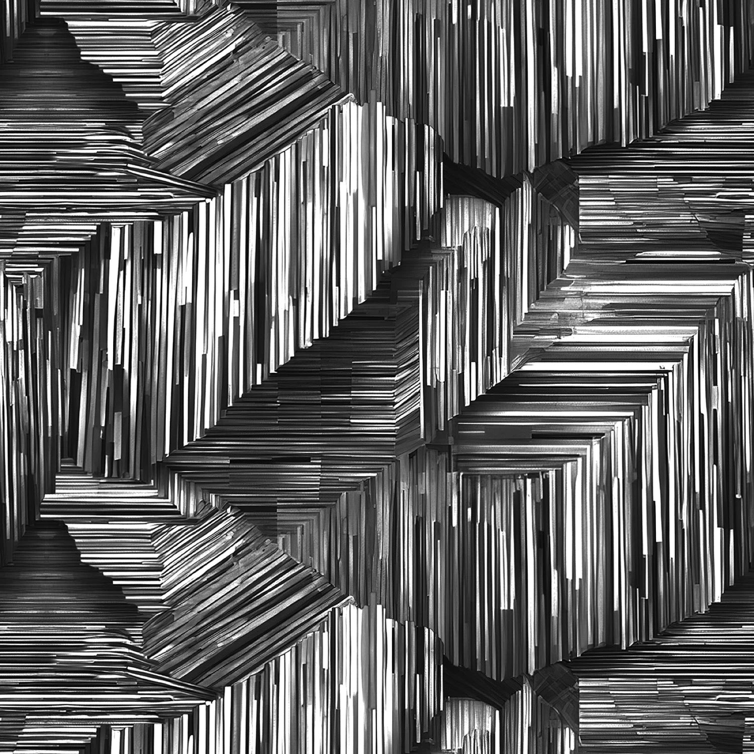 Line Art Geometric - Black & White - 118" Wide - Studio E