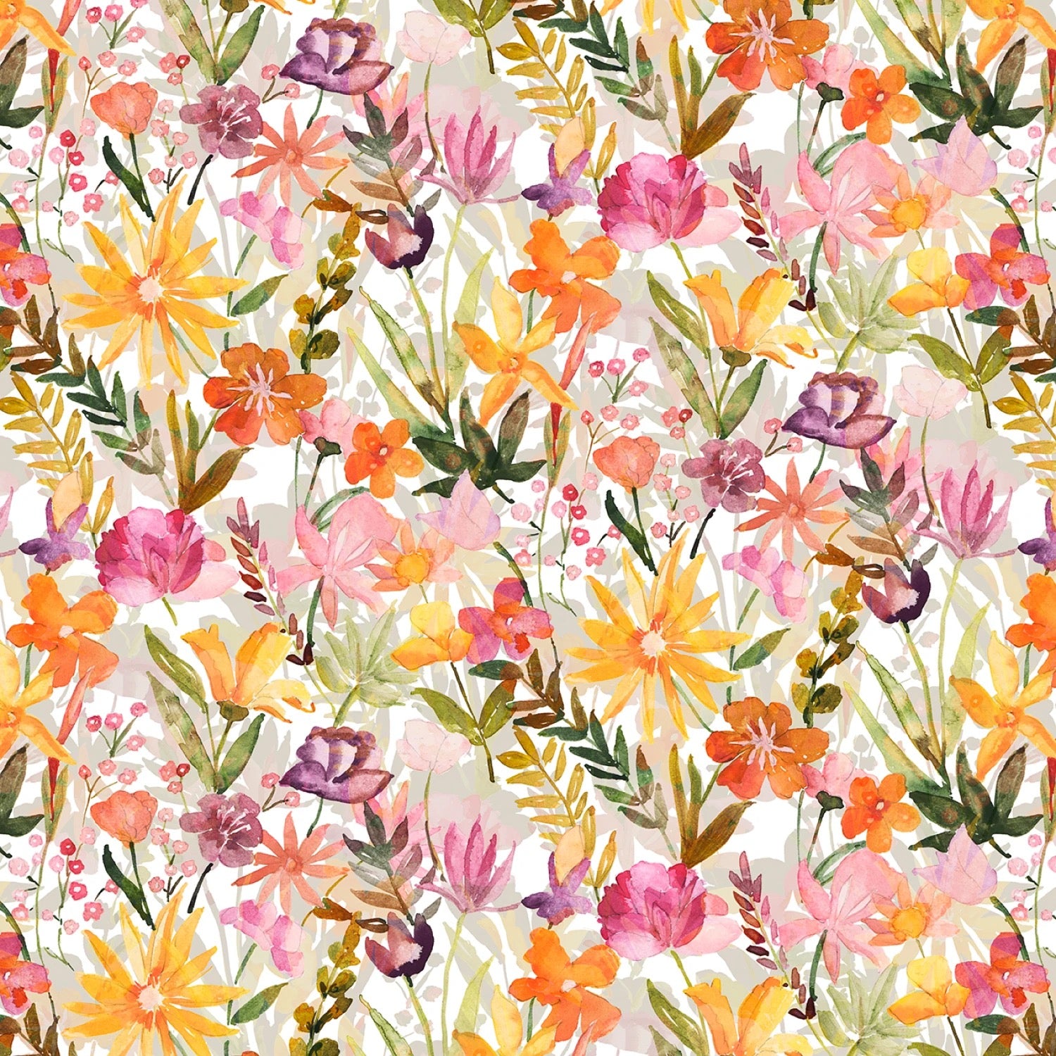 Watercolor Floral - Orange - 108" Wide - P & B Textiles