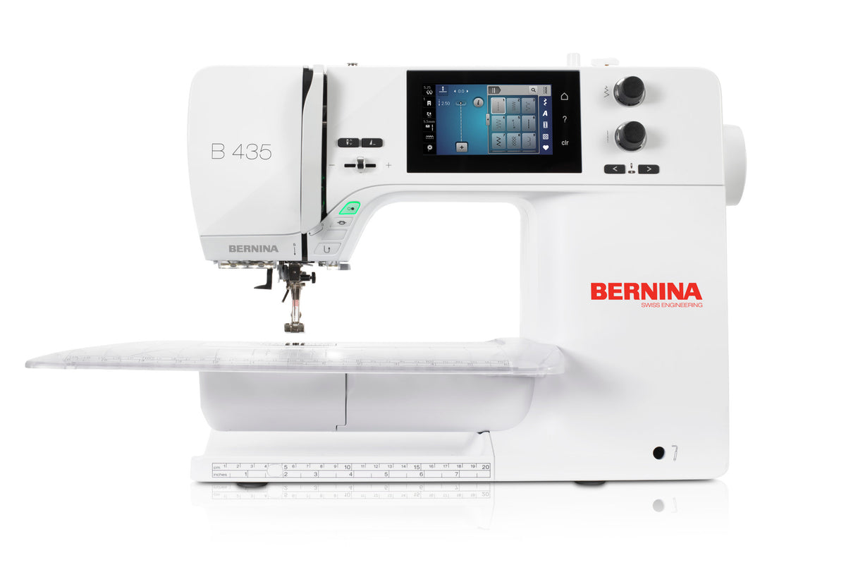BERNINA 435 front view with freearm slide-on table fitted