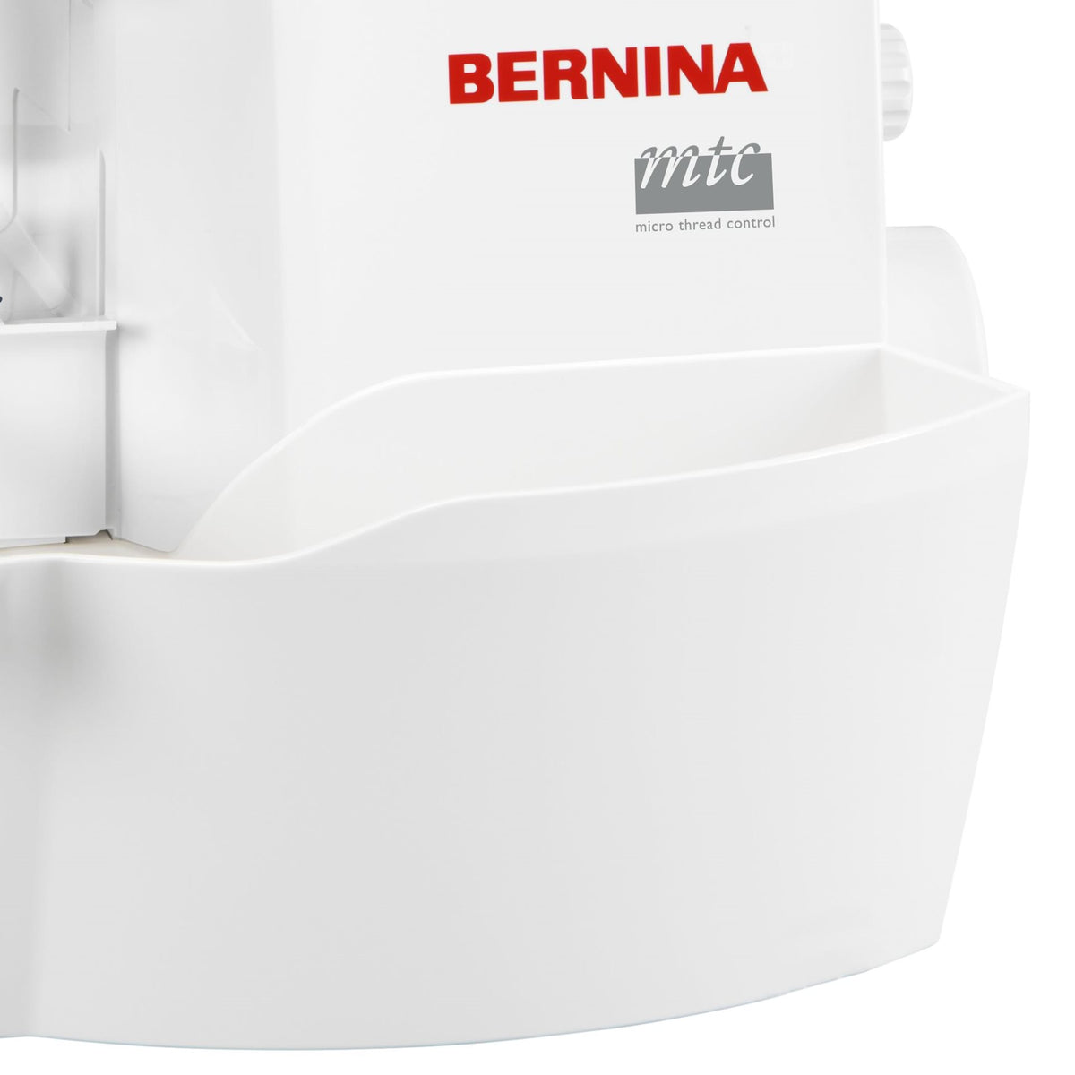 BERNINA L450 Serger close-up of cut-offs bin and machine front