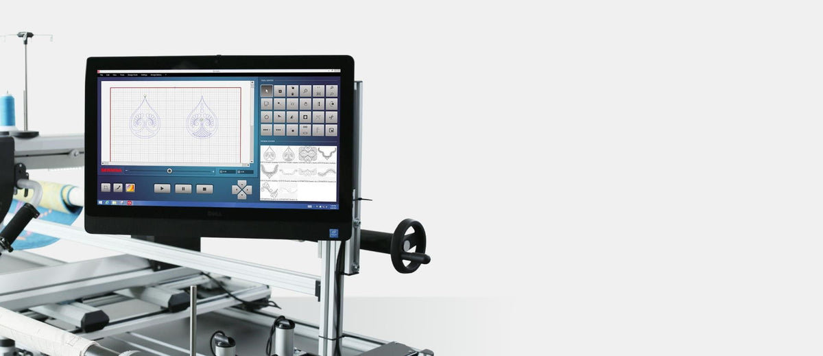 BERNINA Q-matic touchscreen for automated frame quilting; included only in packages marked + Q-matic