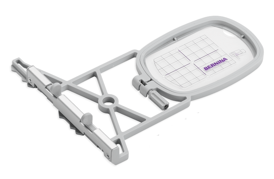 BERNINA Small Embroidery Hoop, 50 × 72 mm, shown with positioning template in the official manufacturer product photo