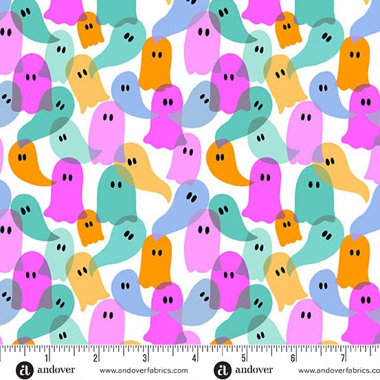 Ghostly Garden - Ghost Party - Multi - 44" Wide - Andover