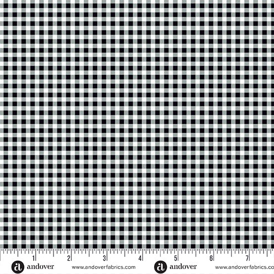 Ghostly Garden - Bitty Gingham - Black - 44" Wide - Andover