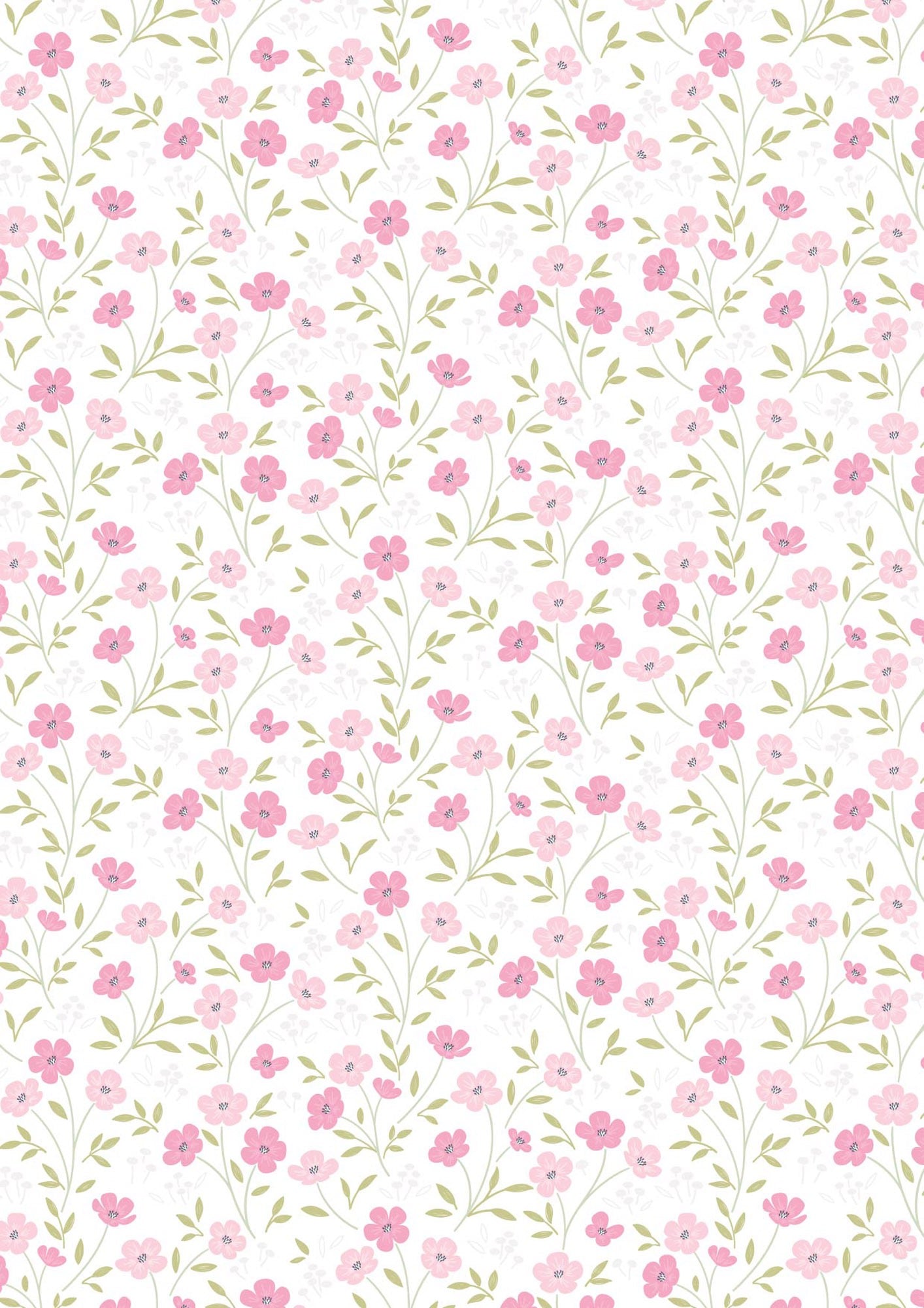 The Pressed Flower - Timeless Blossom - White - 44" Wide - Lewis & Irene Fabrics