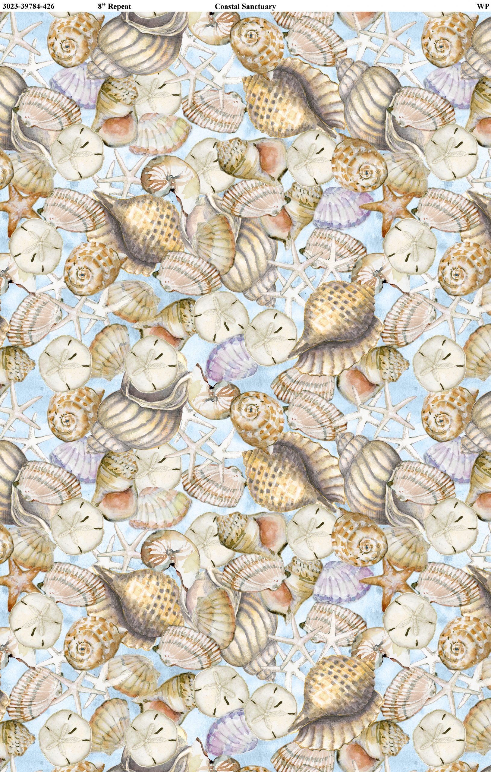 Coastal Sanctuary - Sea Shells - Blue - 44" Wide - Wilmington