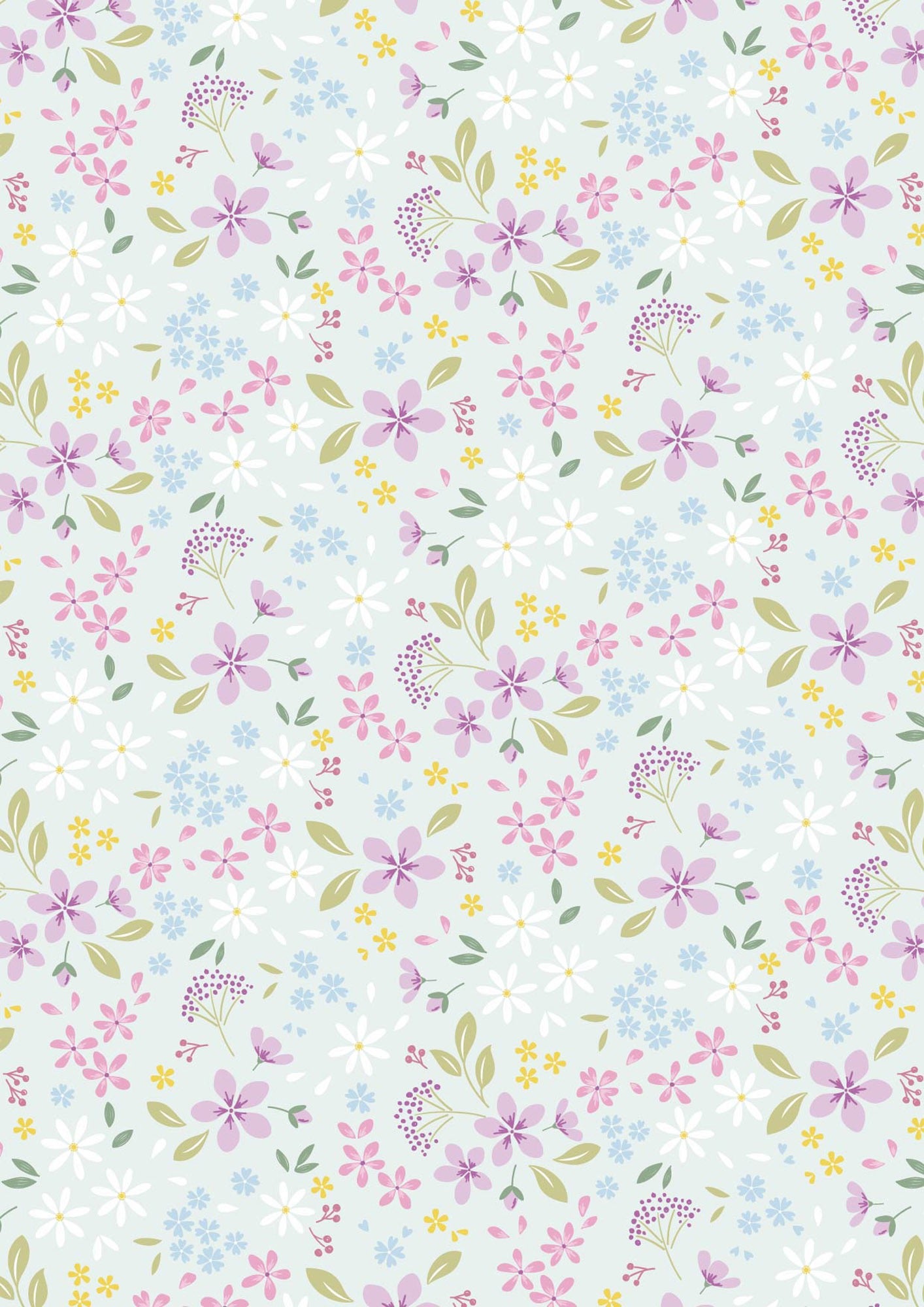 The Pressed Flower - Floral Ode - Light Teal - 44" Wide - Lewis & Irene Fabrics