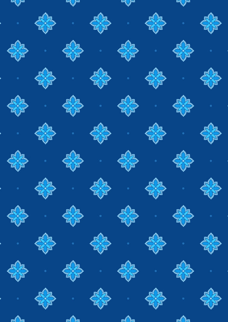 Aegean - Flower - Dark Blue - 44" Wide - Lewis & Irene