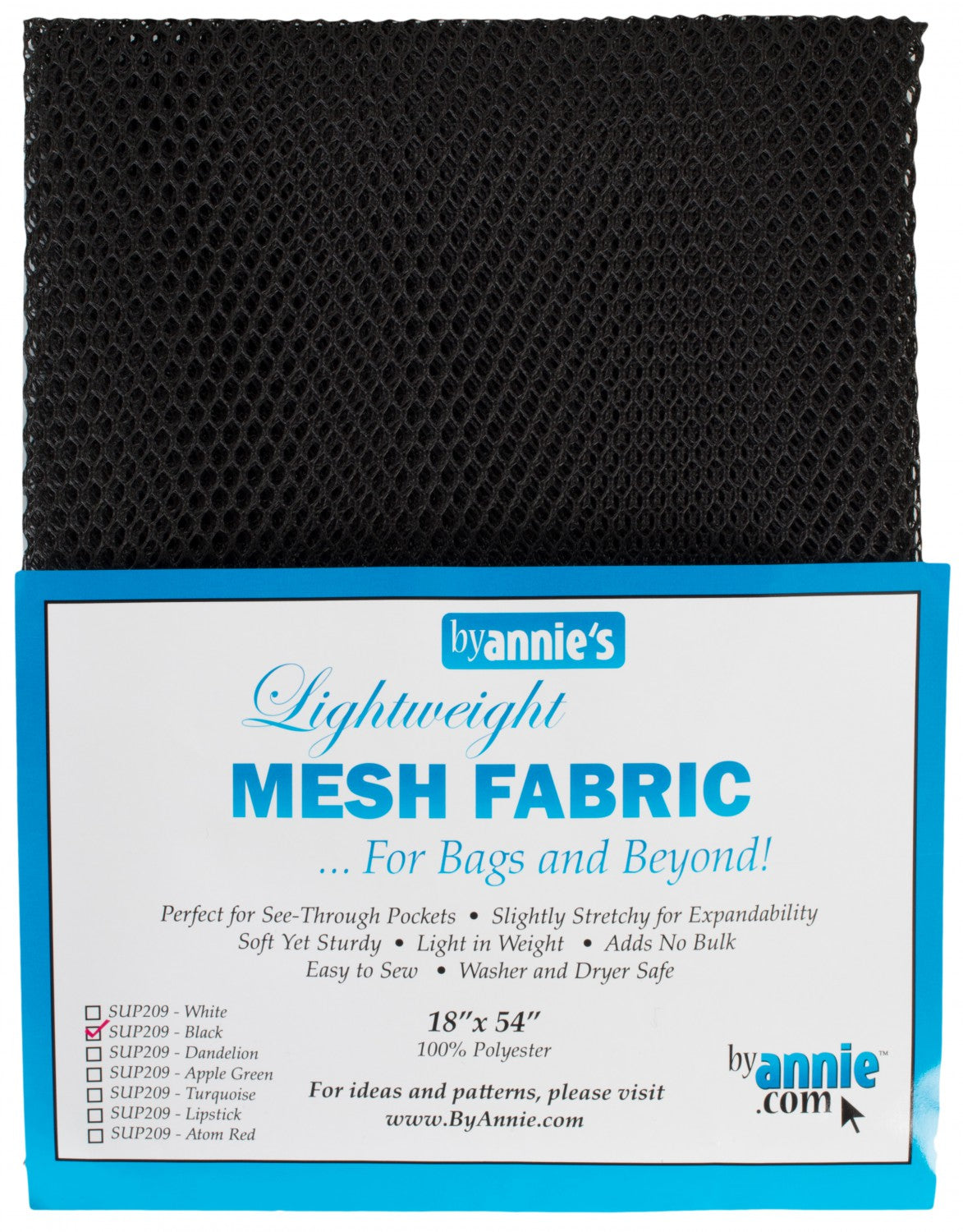 Mesh Lite Weight - Black - 18" x 15YD - by Annie