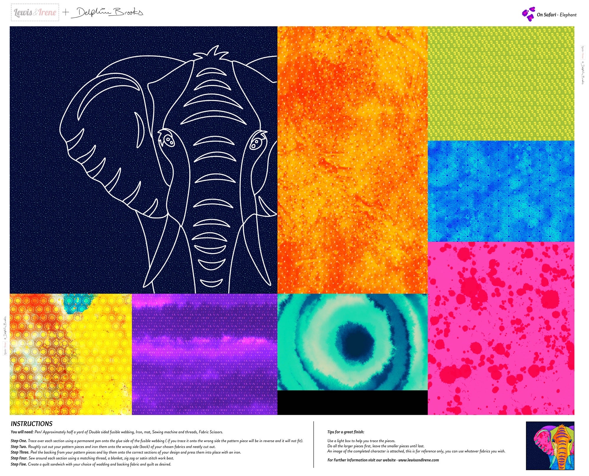 On Safari Panel - Elephant - Lewis & Irene Fabrics