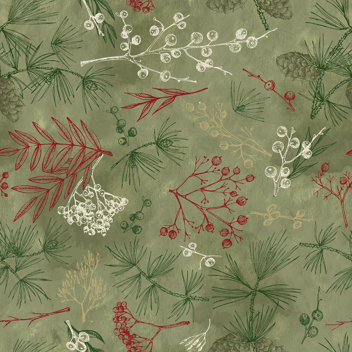 Tree Bits - Sage - 108" Wide - Studio E