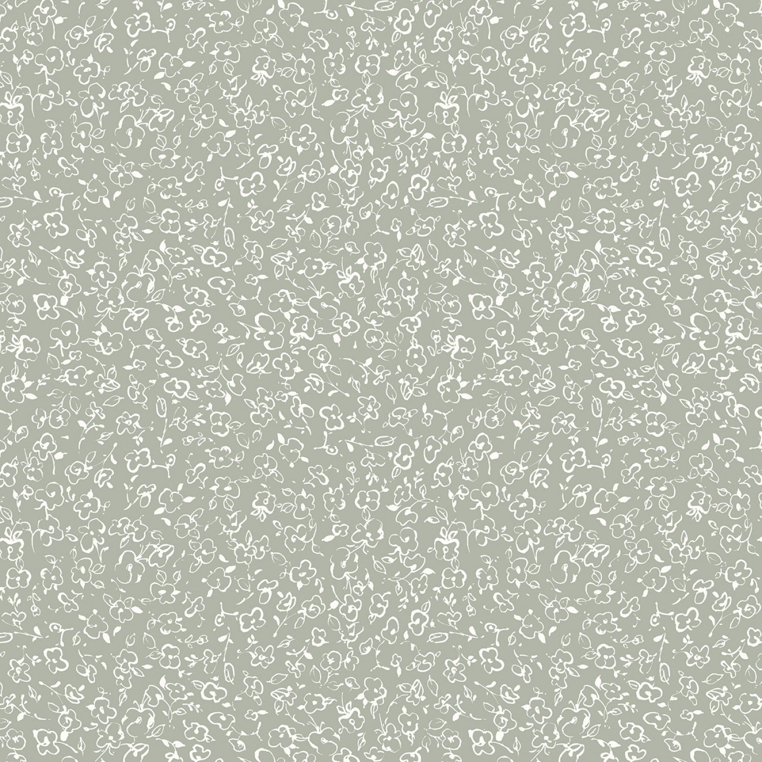 Au Naturel - Green/Ivory Floral Doodle - 44" Wide - Wilmington