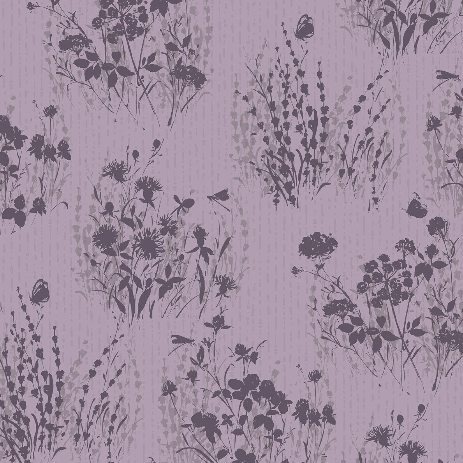 Au Naturel - Purple Floral Silhouettes - 44" Wide - Wilmington