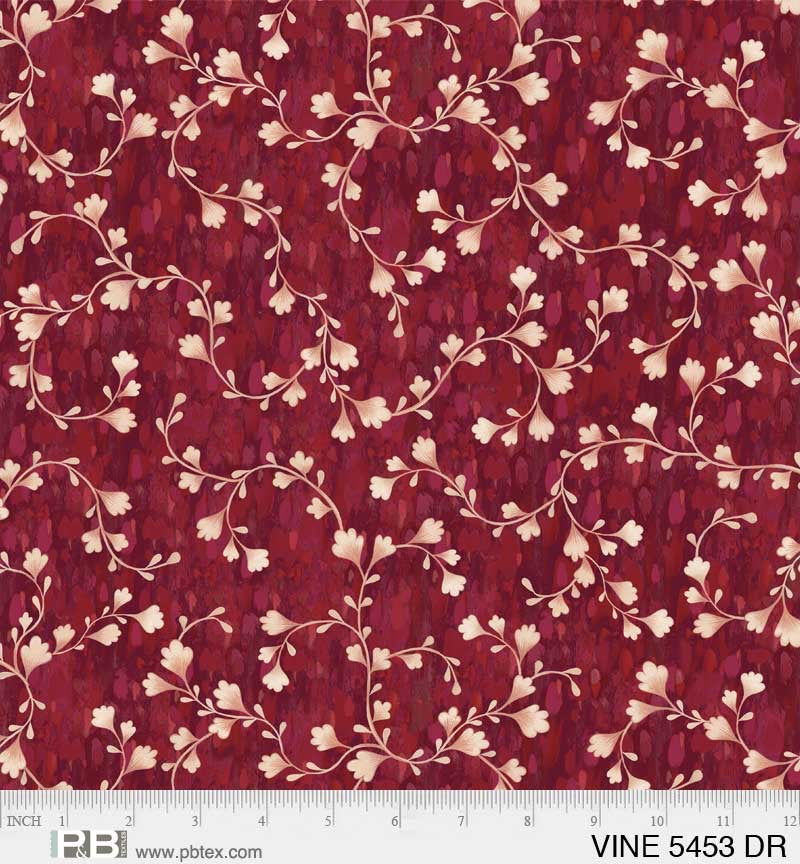 Vineyard Vine Scroll - Dark Red - 108" Wide - P & B Textiles