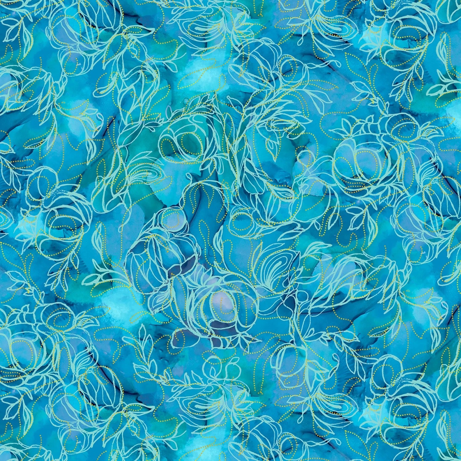 Painted Sea - Flowing Linework - PSEA5944-T - 44" Wide - P & B Textiles