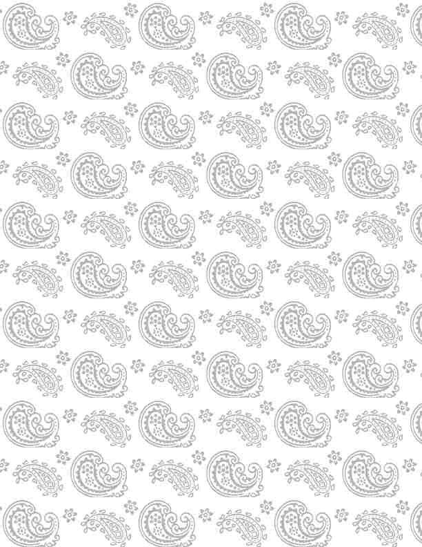 Paisley Toss White on White - 44" Wide - Wilmington