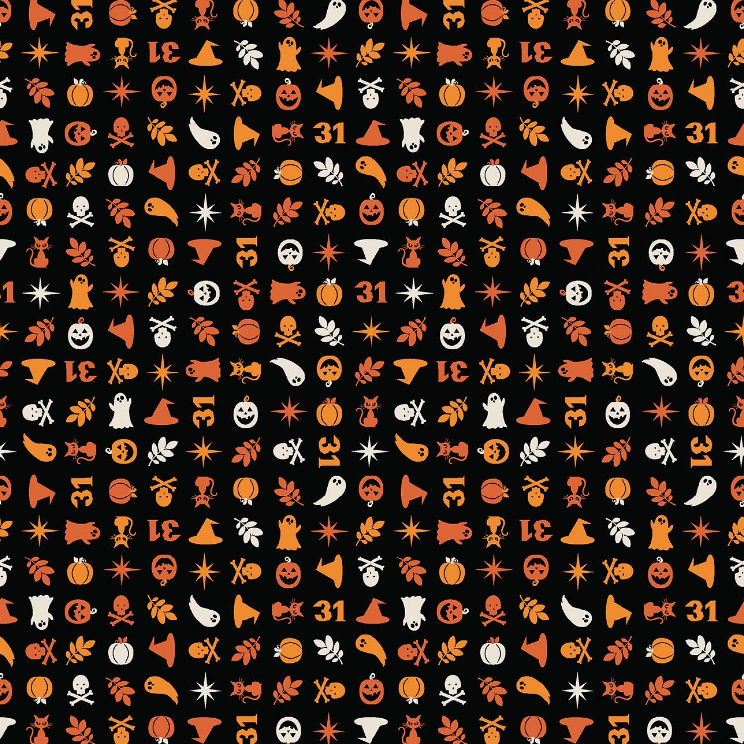 Pumpkins and Potions - Halloween Charms Black  - 44" Wide - Maywood Studio by Kimberbell