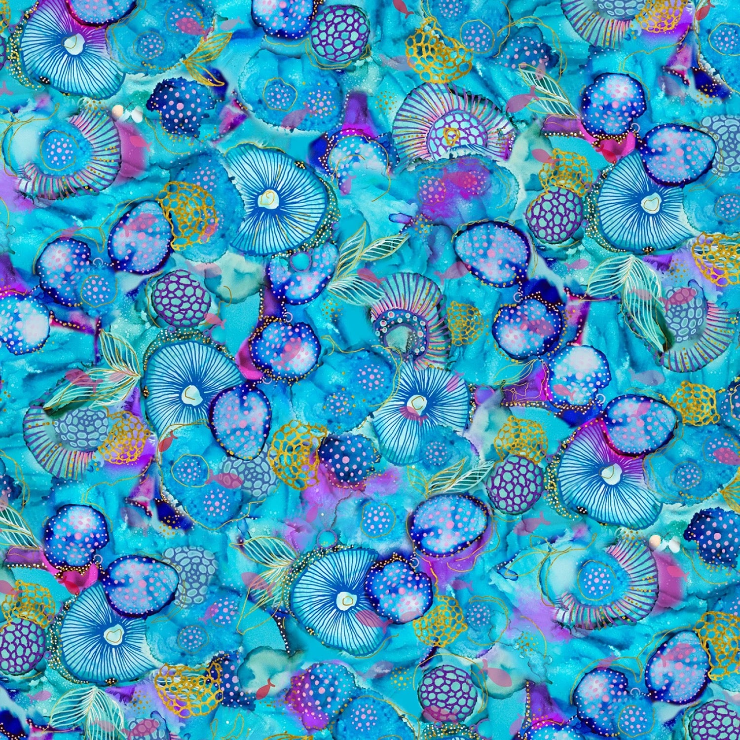 Painted Sea - Sea Life Allover (Small) - PSEA5942-MU - 44" Wide - P & B Textiles