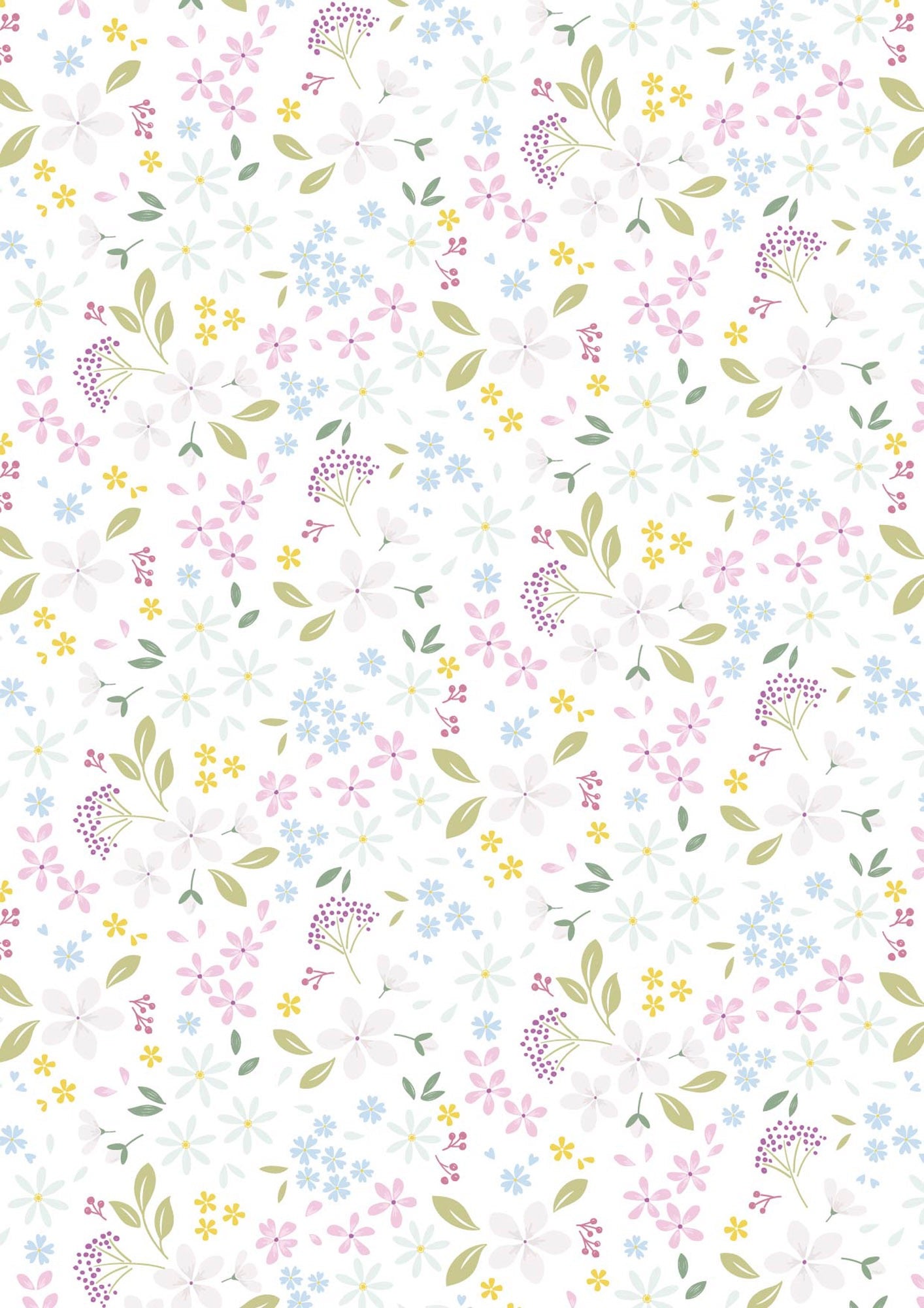 The Pressed Flower - Floral Ode - White - 44" Wide - Lewis & Irene Fabrics