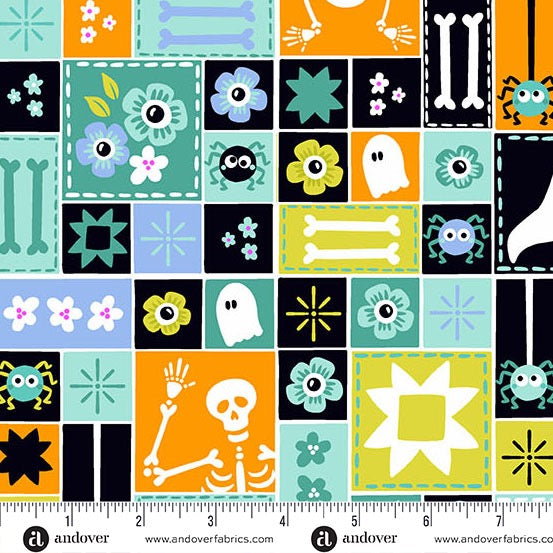 Ghostly Garden - Sew Spooky - Aqua - 44" Wide - Andover