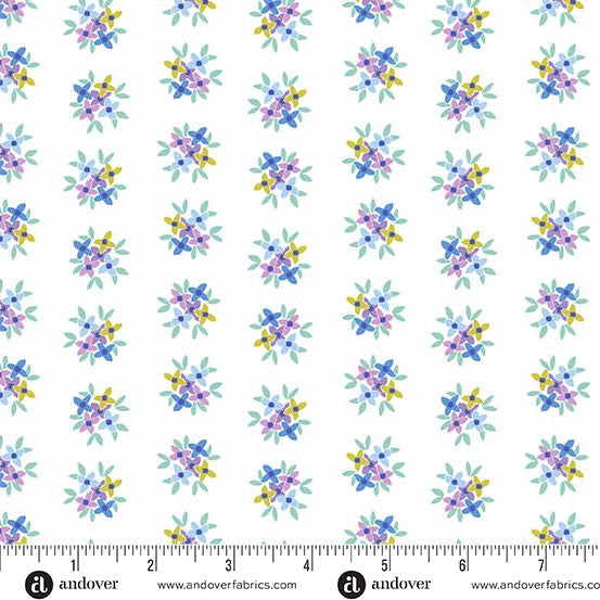 Friday Night - Posy - Cornflower - 44" Wide - Andover Fabrics