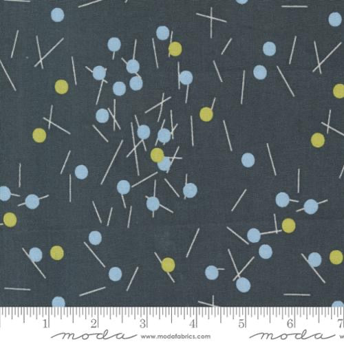 Bluish - Pins And Buttons Charcoal - 44" Wide - Moda