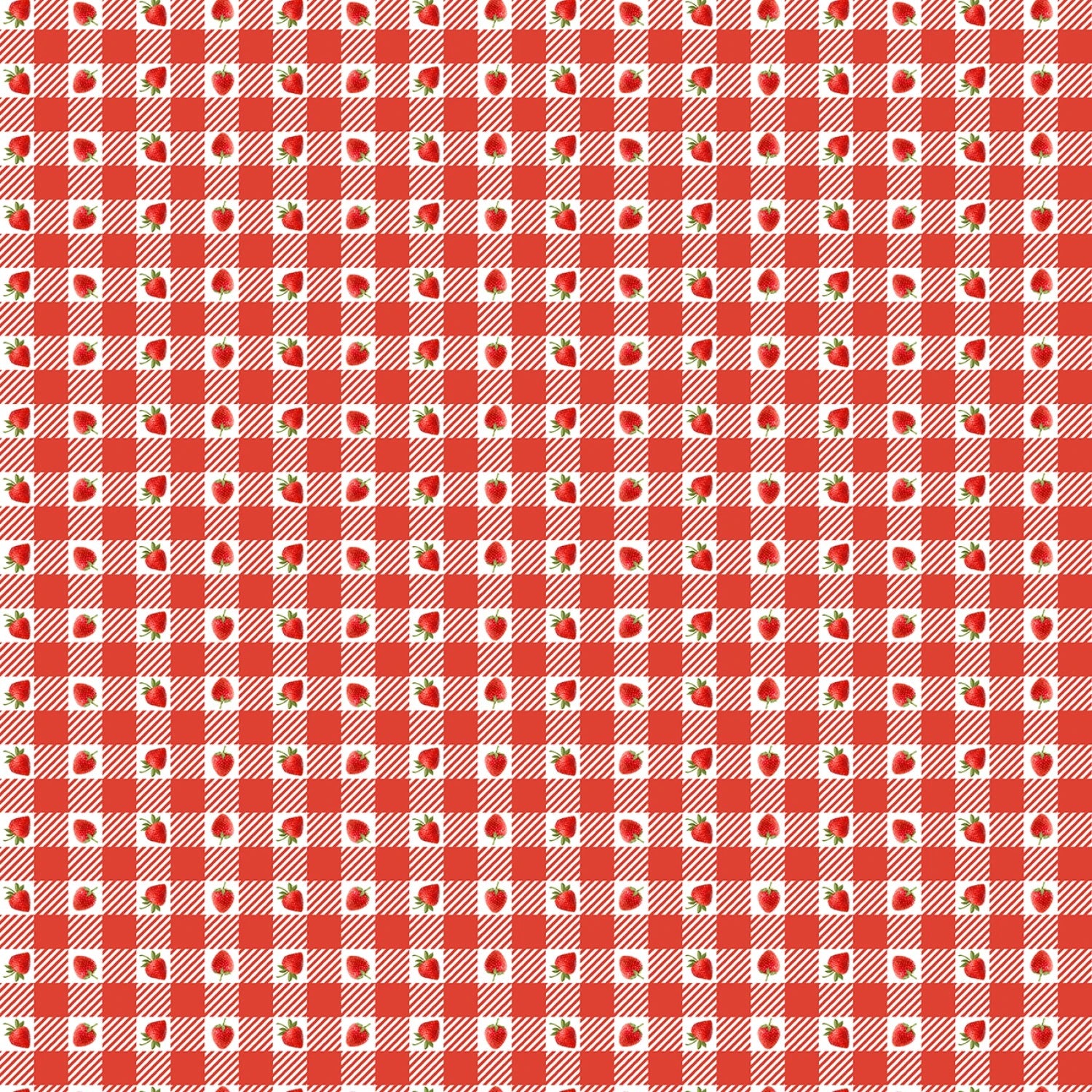 Red Strawberries On Plaid - 44" Wide - Timeless Treasures