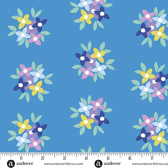 Friday Night - Posy Grande - Peacock - 44" Wide - Andover Fabrics