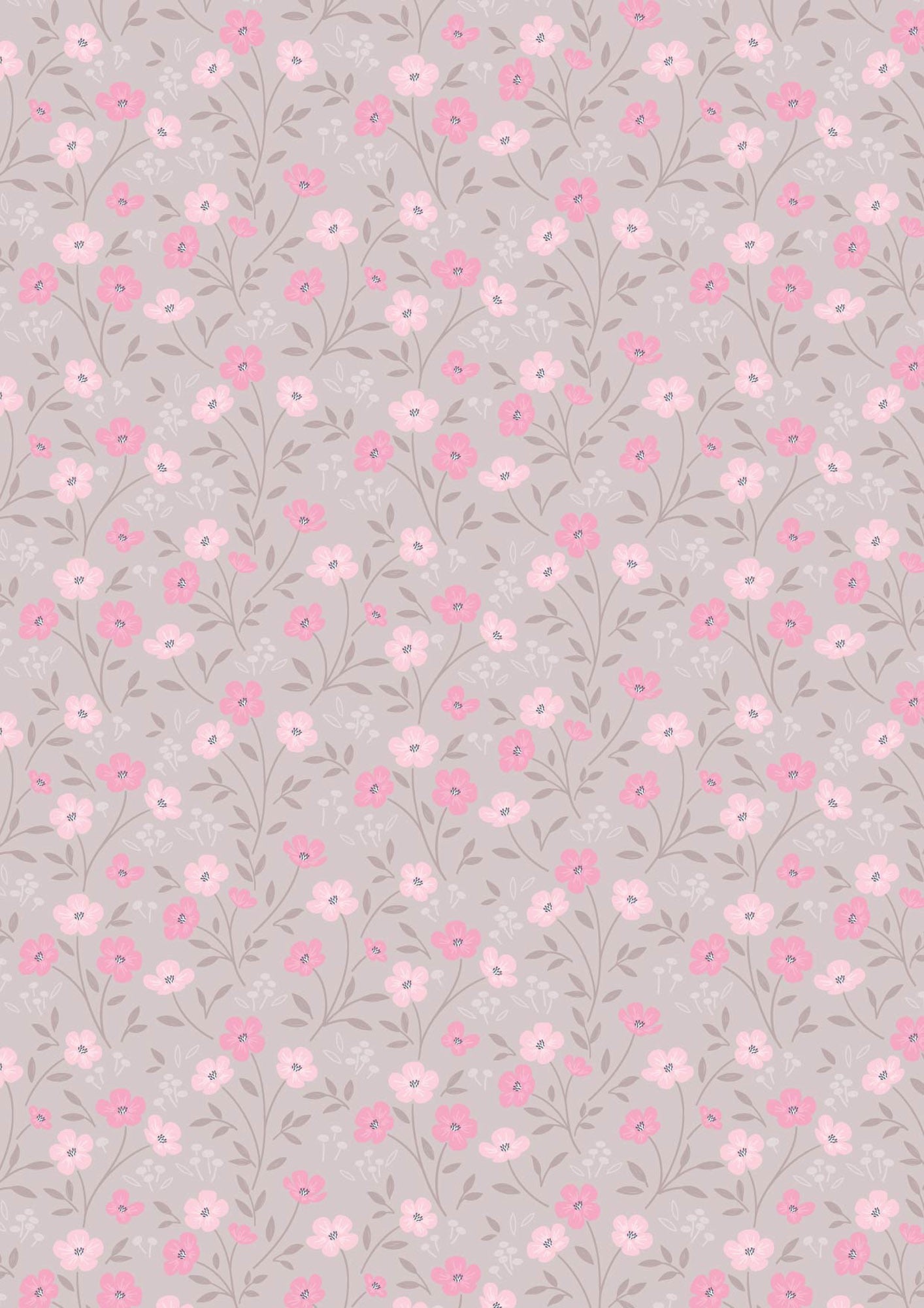 The Pressed Flower - Timeless Blossom - Deep Taupe - 44" Wide - Lewis & Irene Fabrics