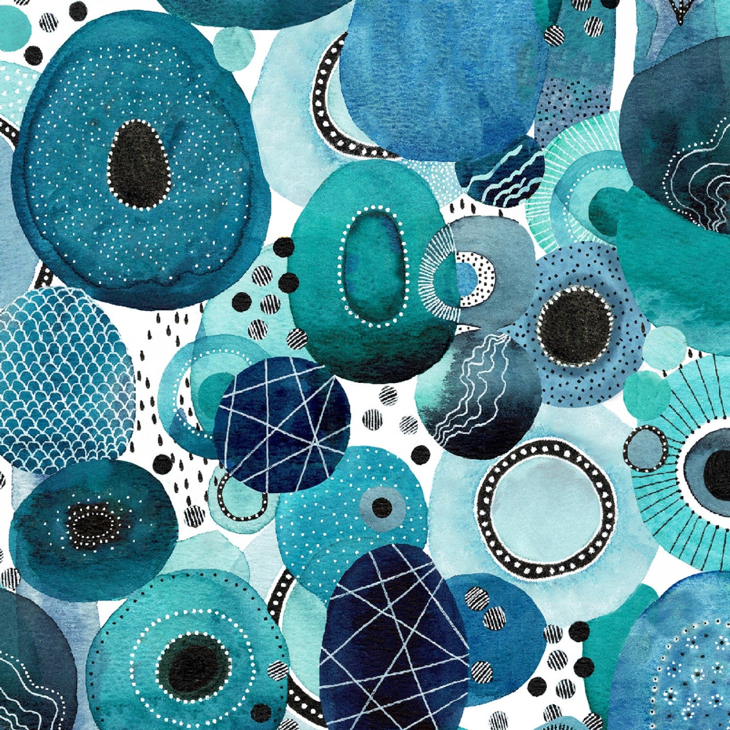 Ebb and Flow - Aqua - 108" Wide - Windham