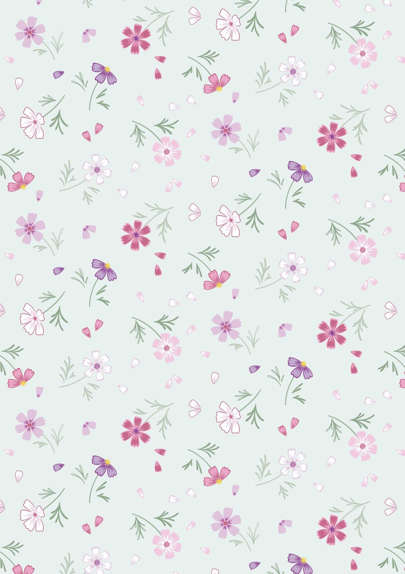The Pressed Flower - Floral Affections - Pale Teal - 44" Wide - Lewis & Irene Fabrics