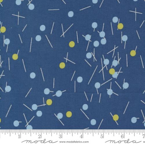 Bluish - Pins And Buttons Blueprint - 44" Wide - Moda