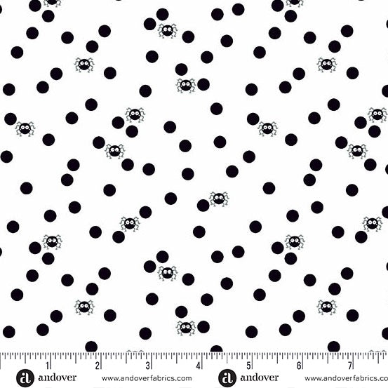 Ghostly Garden - Spin and Spot - White - 44" Wide - Andover