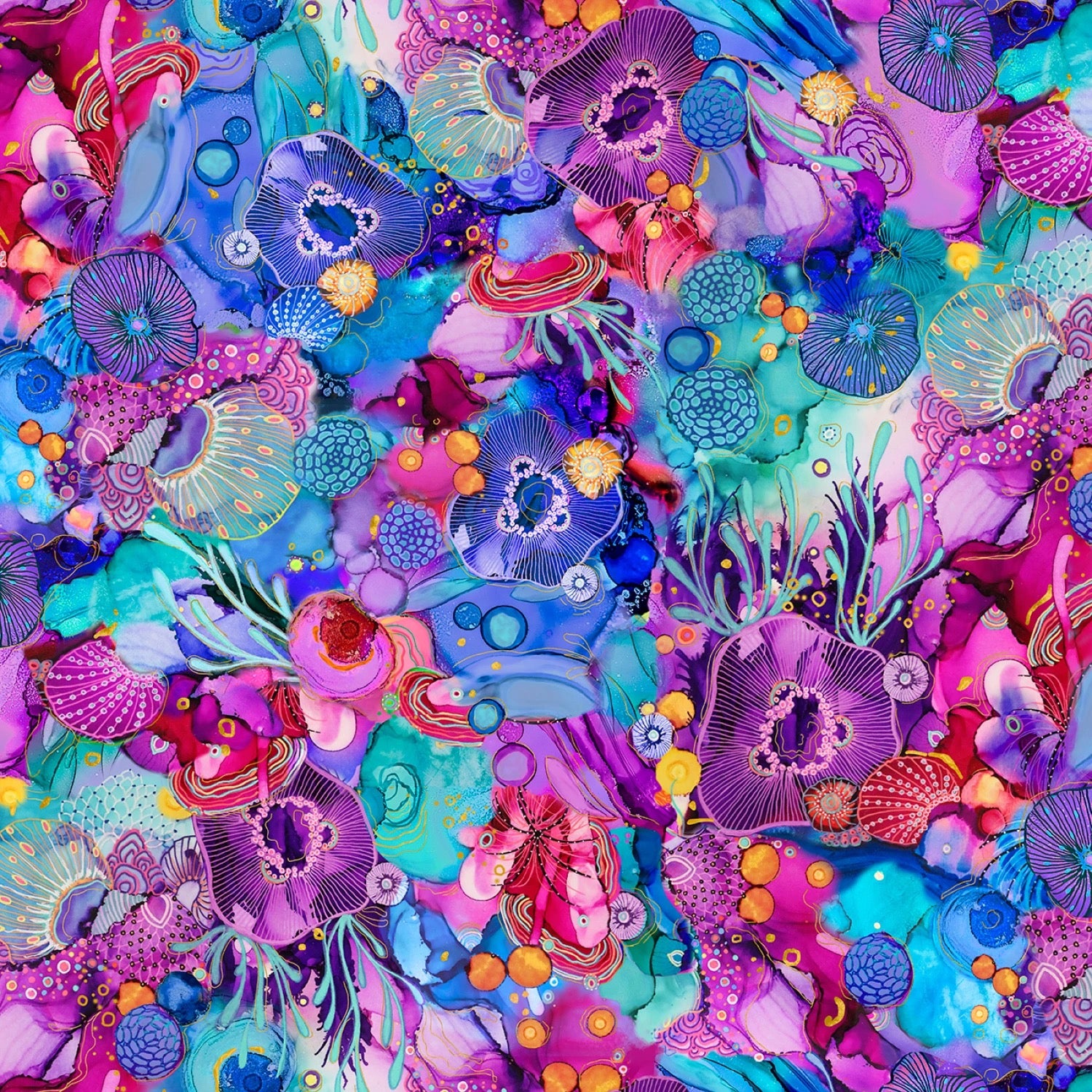 Painted Sea - Under the Sea Allover (Large) - PSEA5941-MU - 44" Wide - P & B Textiles