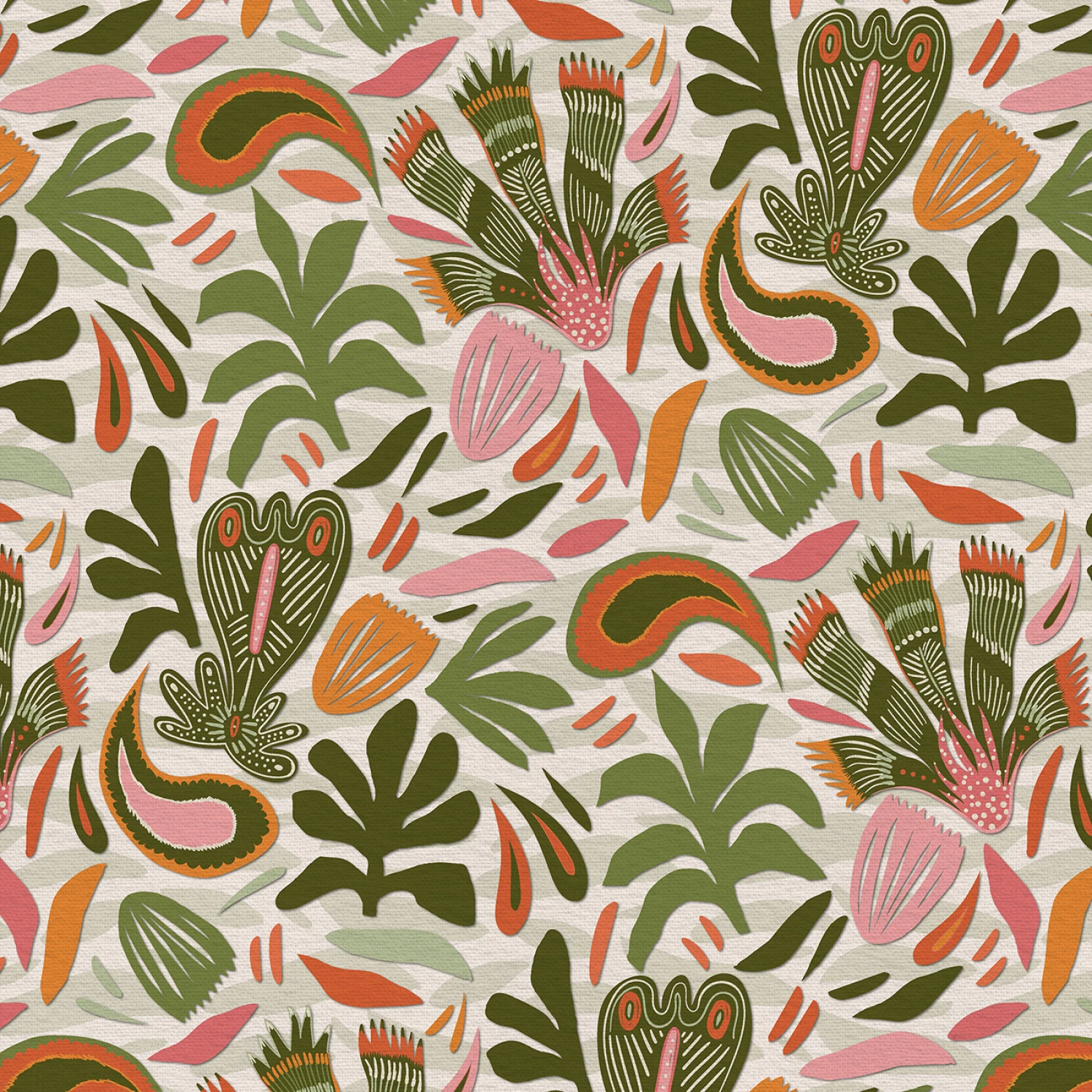 Abstract Shapes - Shape Toss - Green/Pink - 118" Wide - Paintbrush Studio