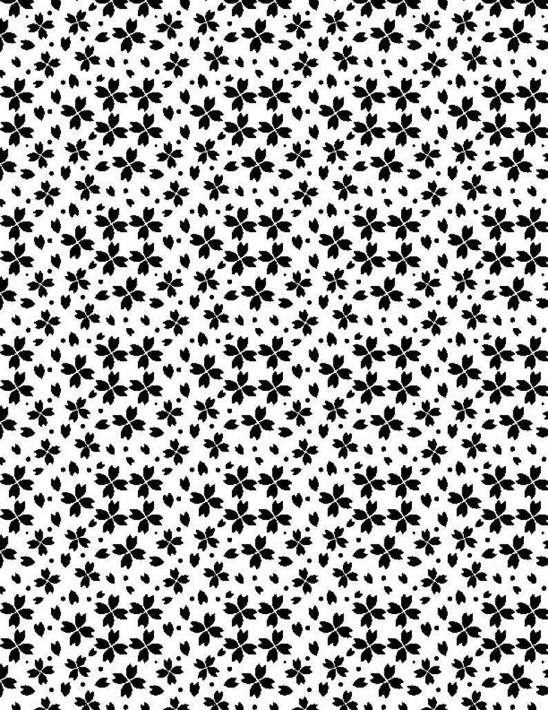 Illusion - Floral Grid - White/Black - 44" Wide - Wilmington