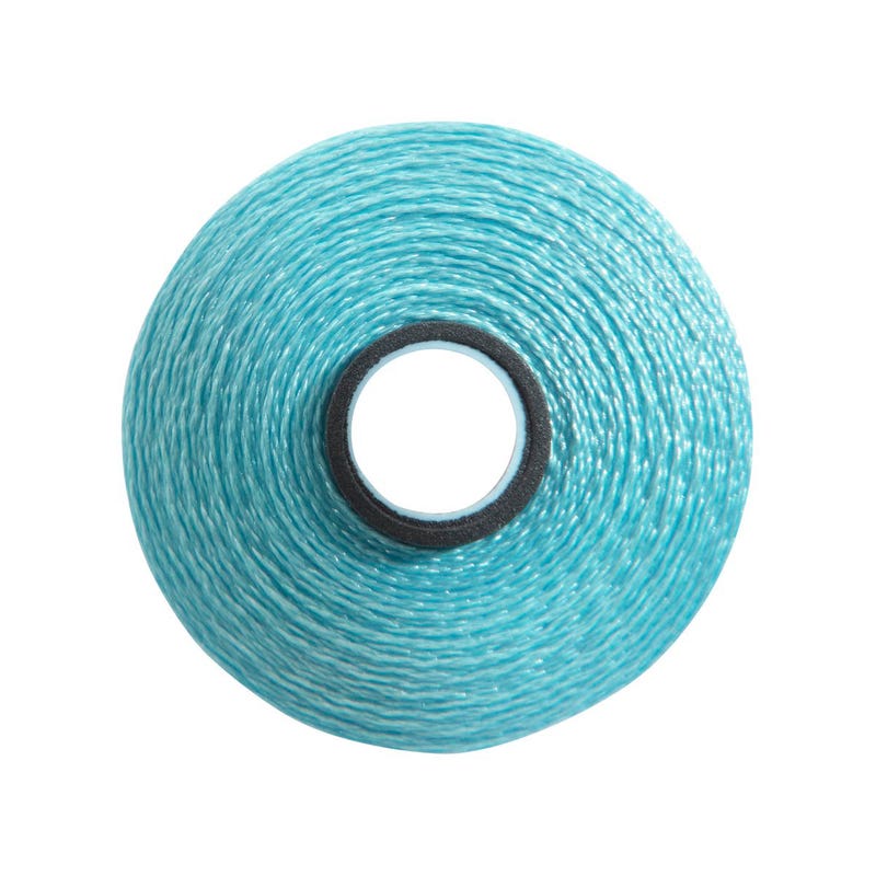 Magna-Glide Delight pre-wound bobbin, Size M, in Light Turquoise (#32975), Jar of 10 by Fil-Tec