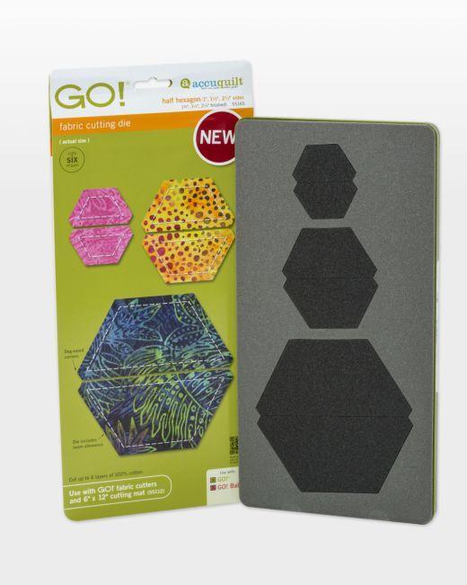GO! Half Hexagon - 1", 1 1/2", 2 1/2" Sides Die - Kawartha Quilting and Sewing LTD.