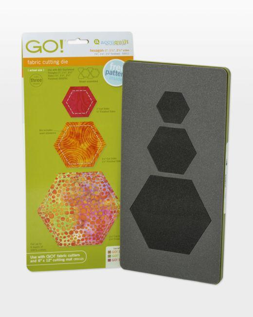 GO! Hexagon - 1", 1 1/2", 2 1/2" Sides Die - Kawartha Quilting and Sewing LTD.