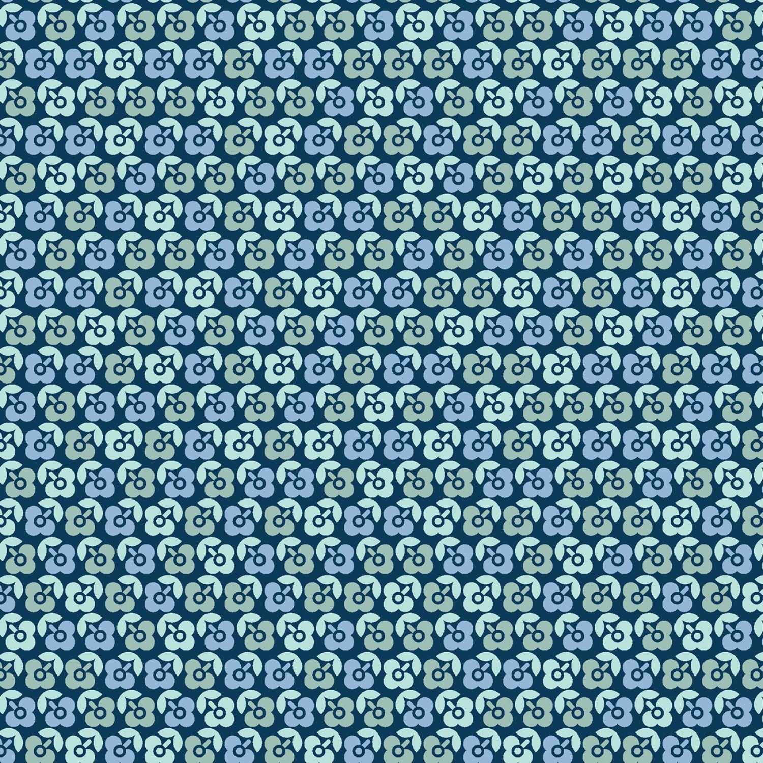 Vintage Flora - Dark Blue Lucky Flower - 44" Wide - Maywood Studio