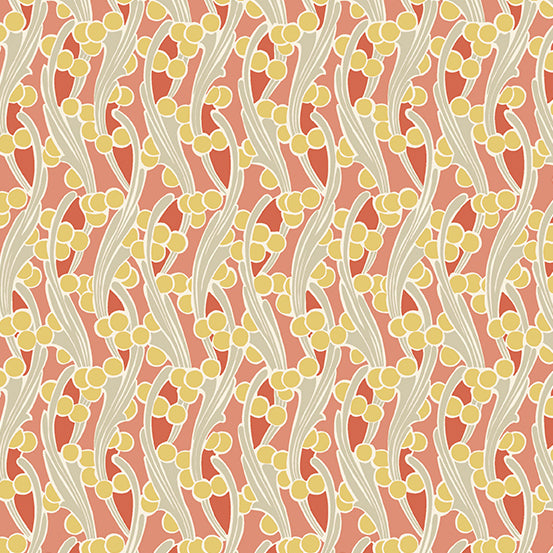 Fleur Nouveau - Seaweed Orange  - 44" Wide - Andover Fabrics