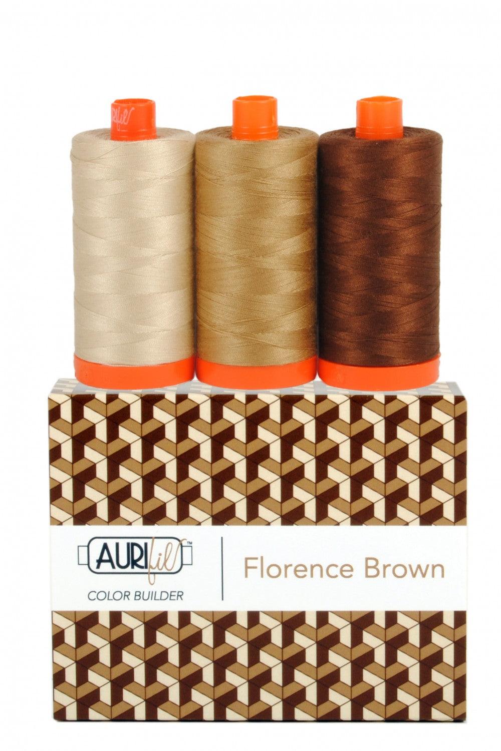 Florence Brown, Color Builder, Aurifil, 1300m, Package of 3 - Kawartha Quilting and Sewing LTD.