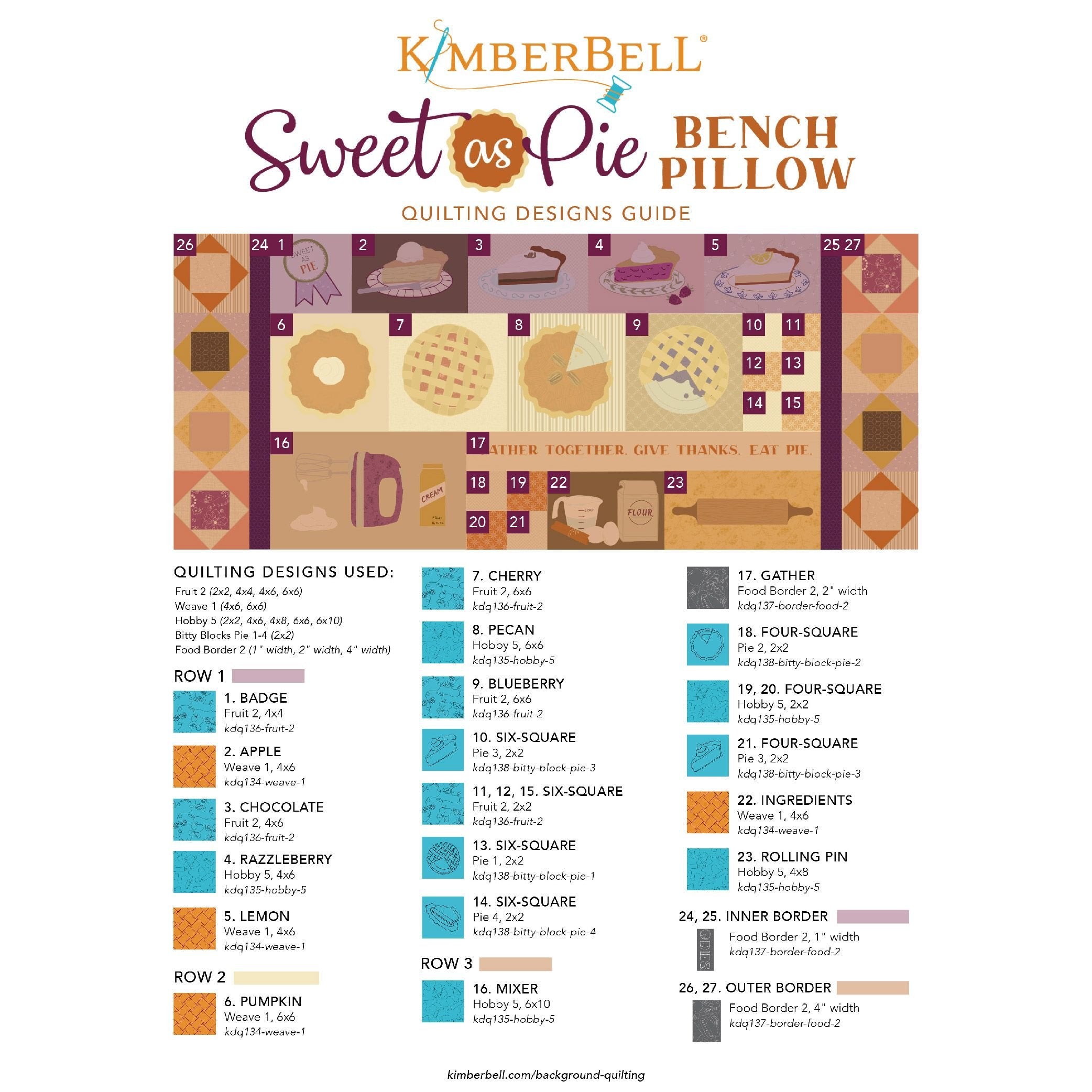 Sweet as Pie - Bench Pillow - Machine Embroidery CD - Kimberbell