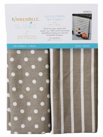 Dot & Stripes Tea Towels - Grey - Set of 2 - Kimberbell