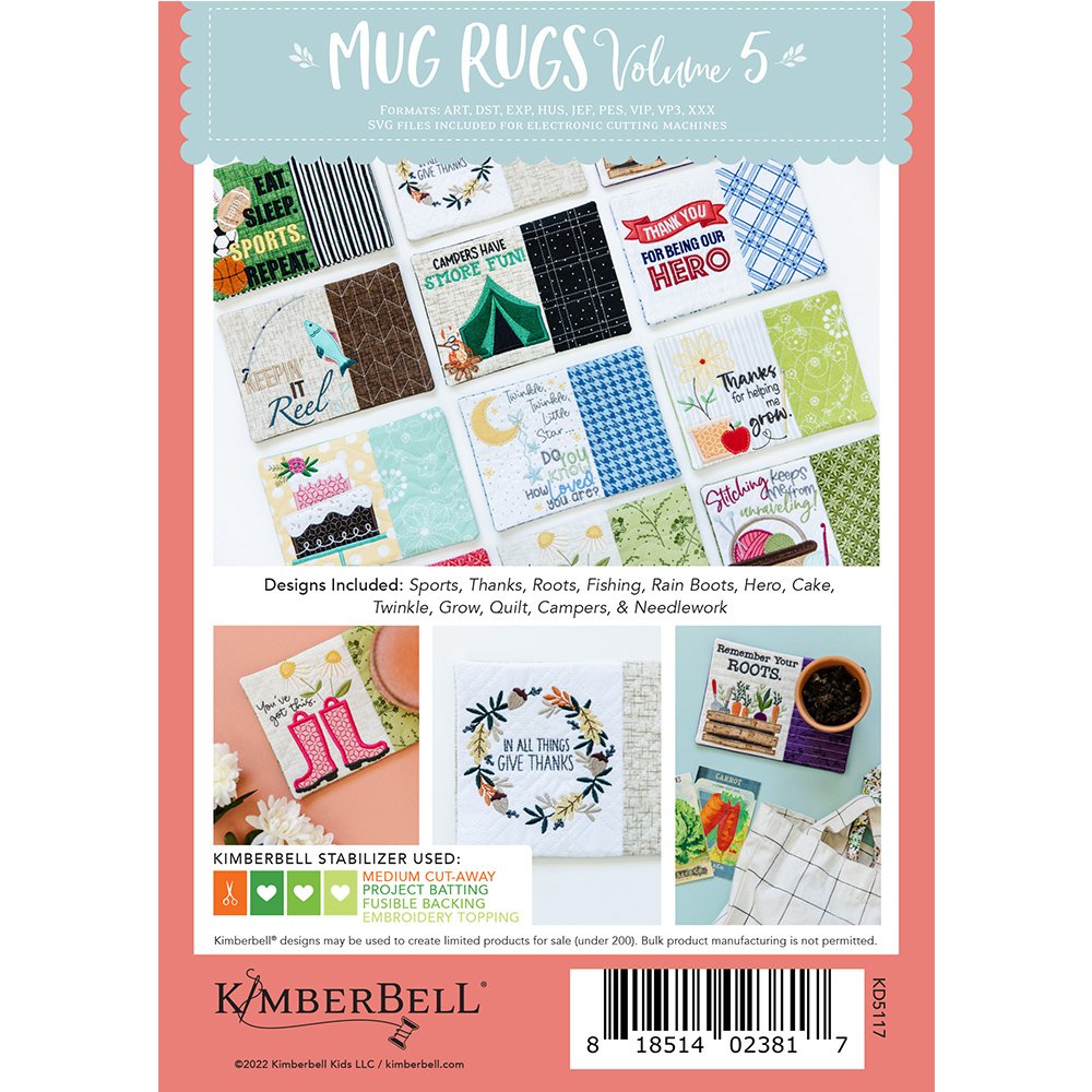 Mug Rugs - Volume 5 - Machine Embroidery CD - Kimberbell
