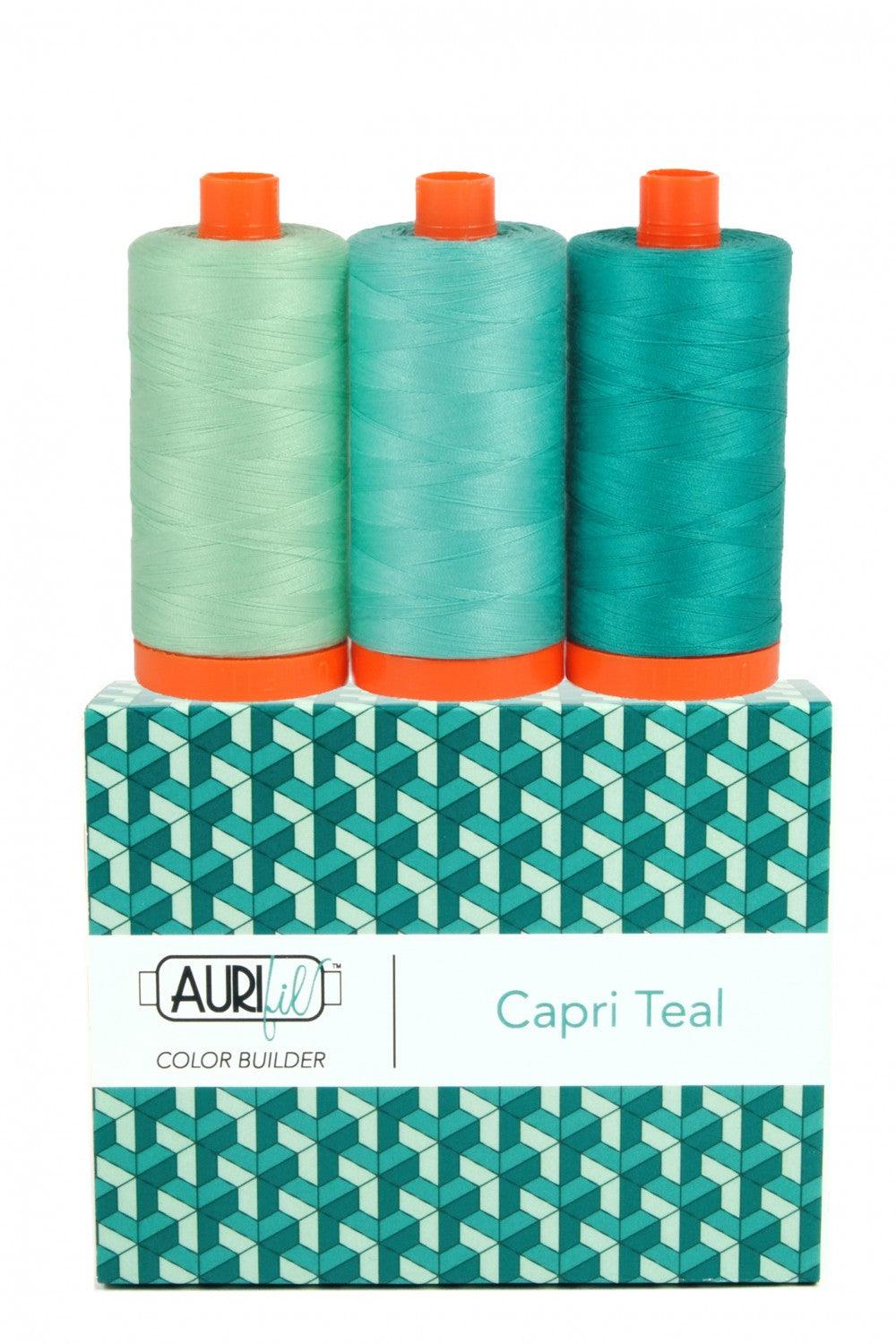 Capri Teal, Color Builder, Aurifil, 1300m, Package of 3 - Kawartha Quilting and Sewing LTD.